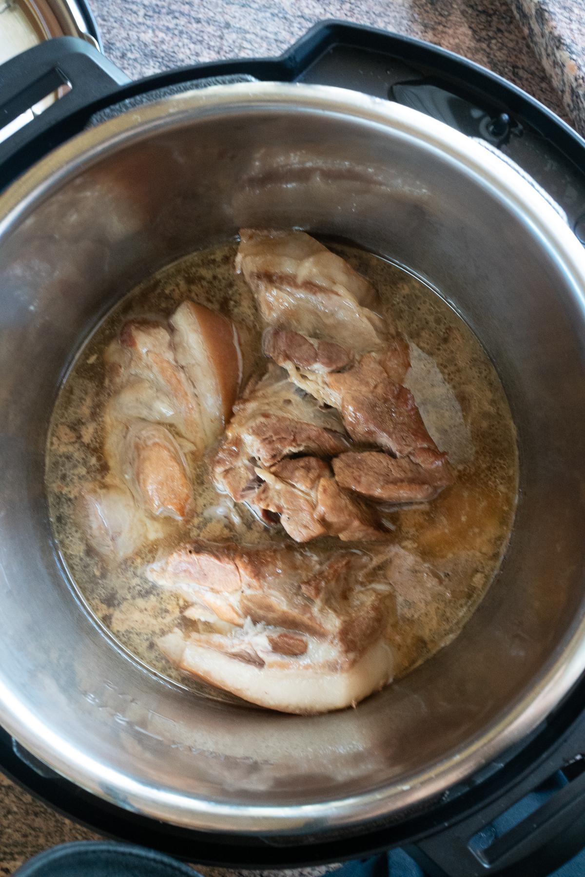 Right after the Kalua Pork is finished cooking in the Instant Pot
