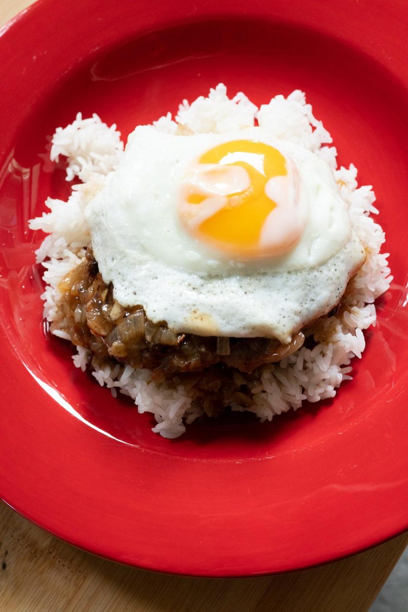 Homemade Loco Moco on a plate