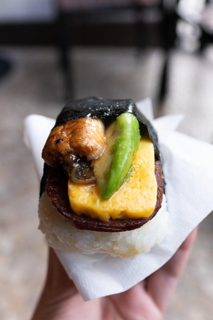 Spam-Omelet-Avocado-Unagi Musubi from Musubi Cafe Iyasume