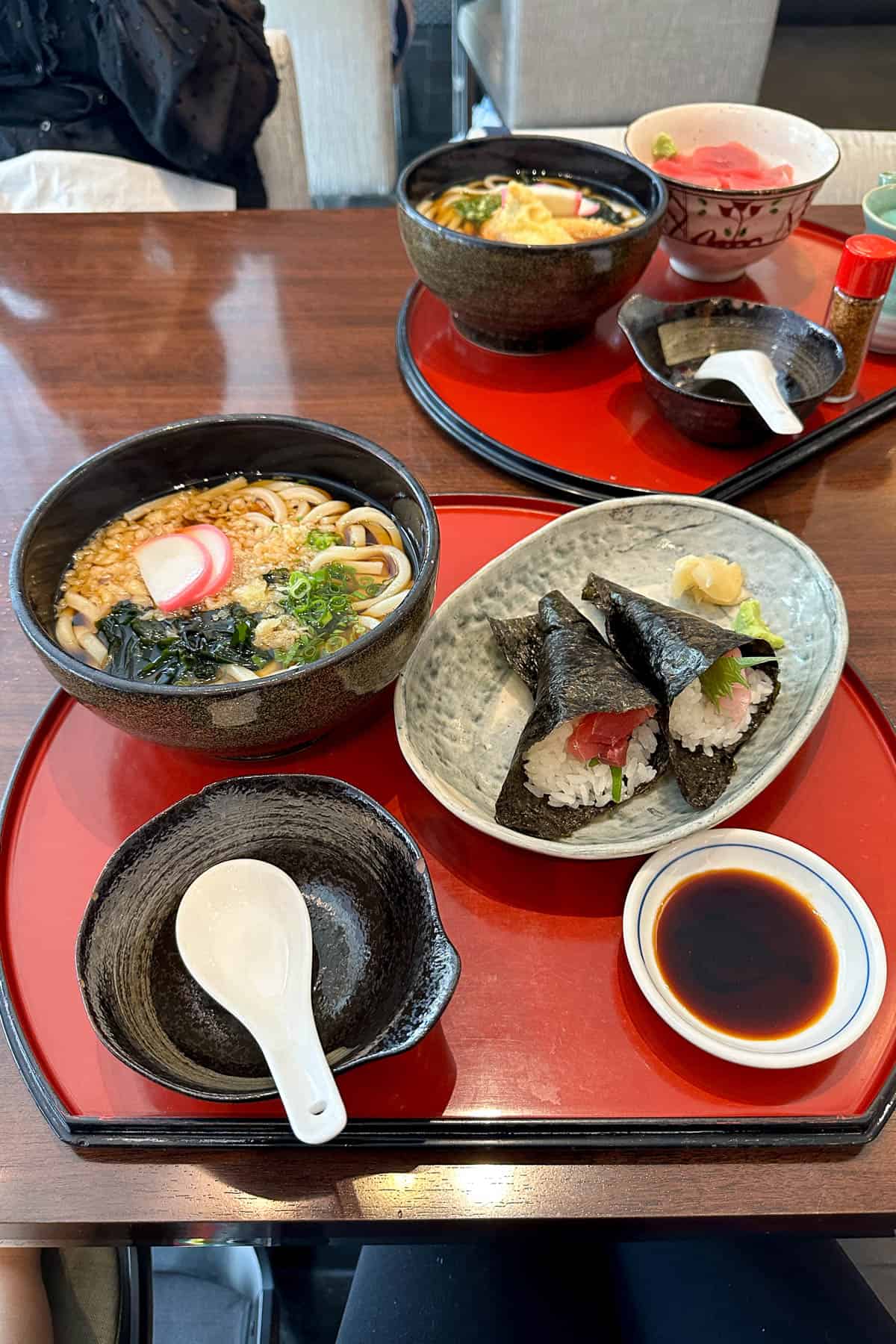 Udon and hand rolls from Rokkaku Hamakatsu.