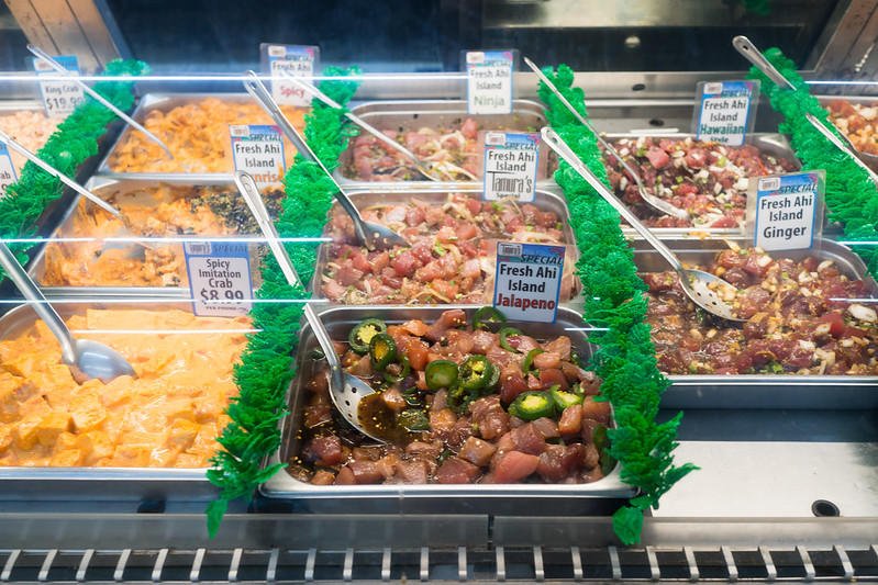 Poke counter at Tamura's Market.