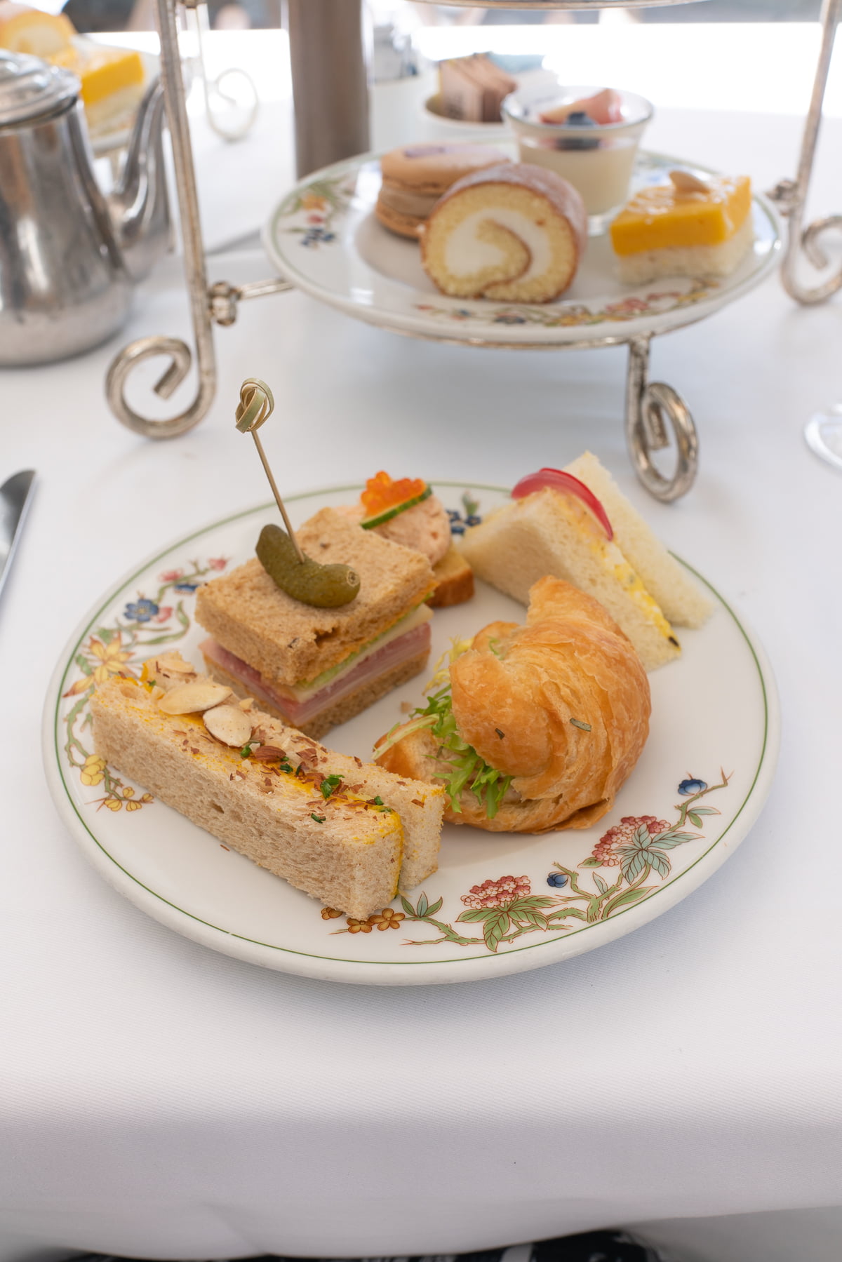 Savories and sandwiches served at afternoon tea at Moana Surfrider.