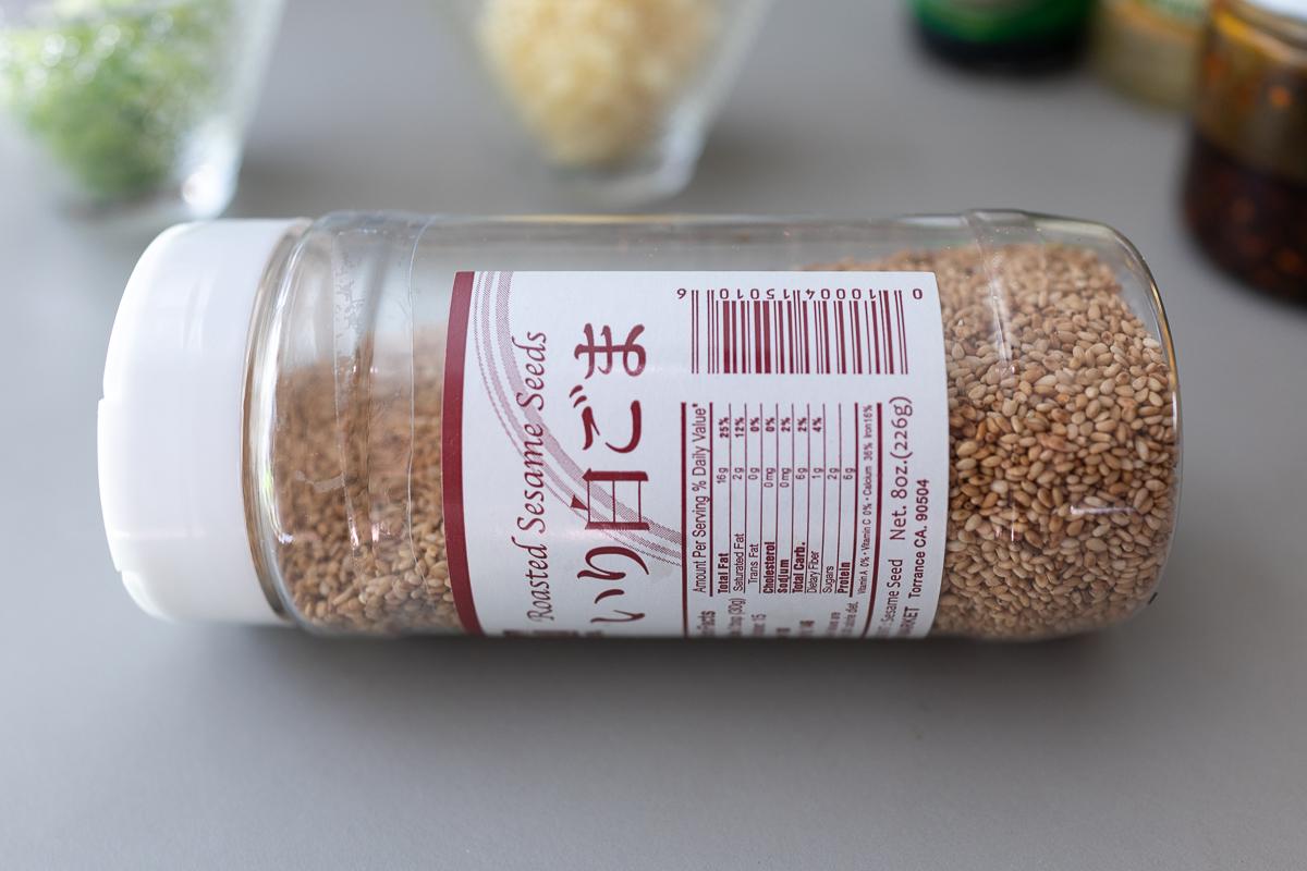 Bottle of toasted sesame seeds