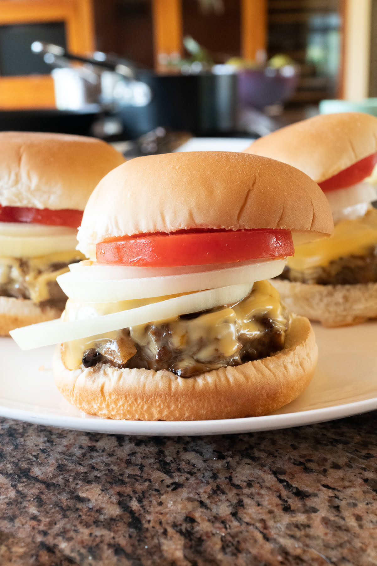 Teriyaki burger on a plate.