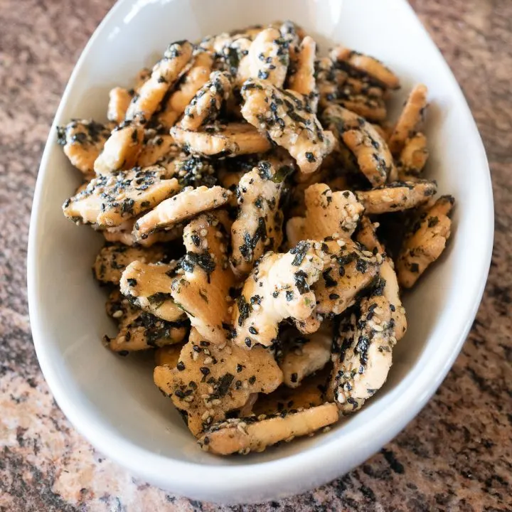 Furikake animal crackers in a bowl, ready for snacking.