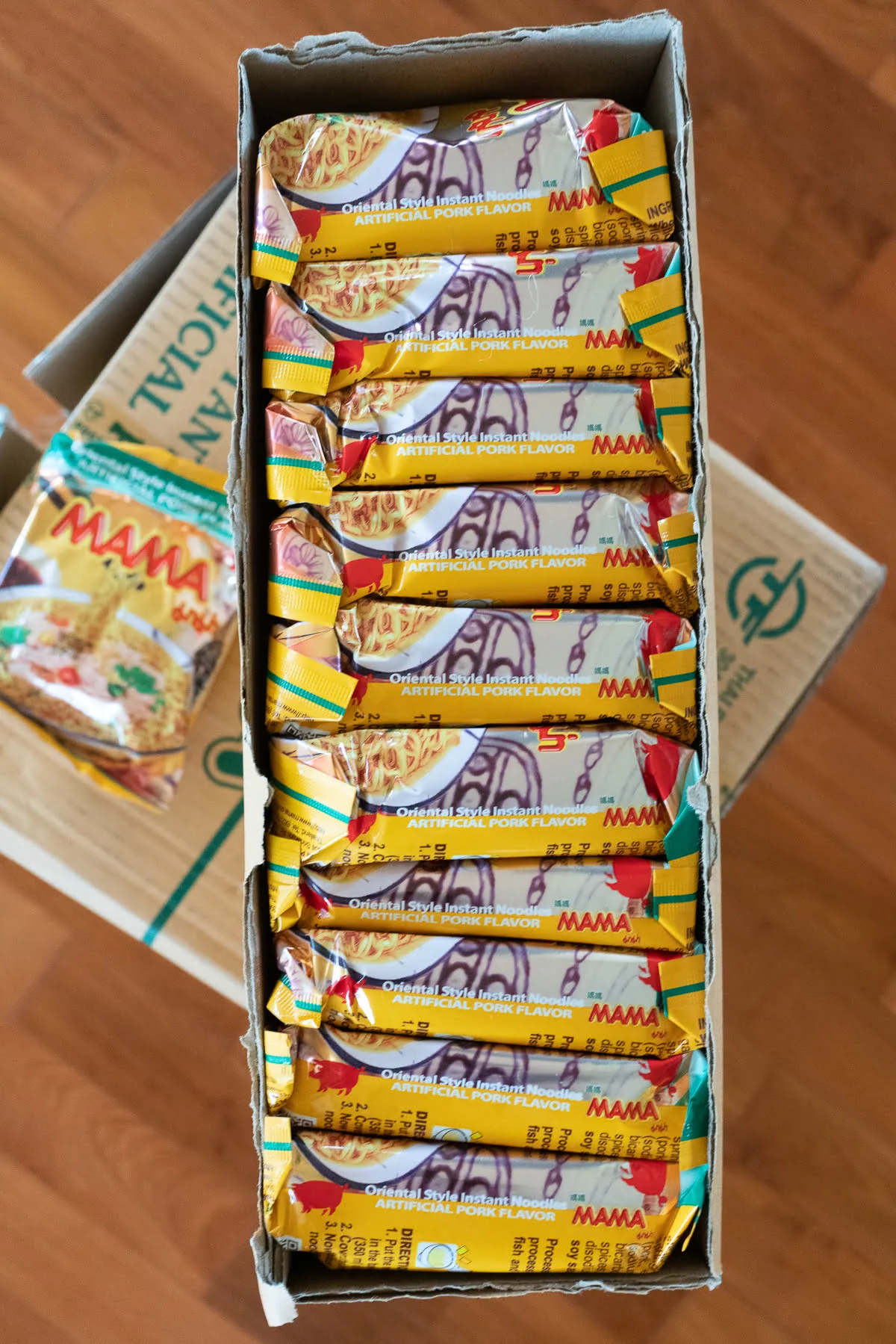 Many packages of Mama noodles.