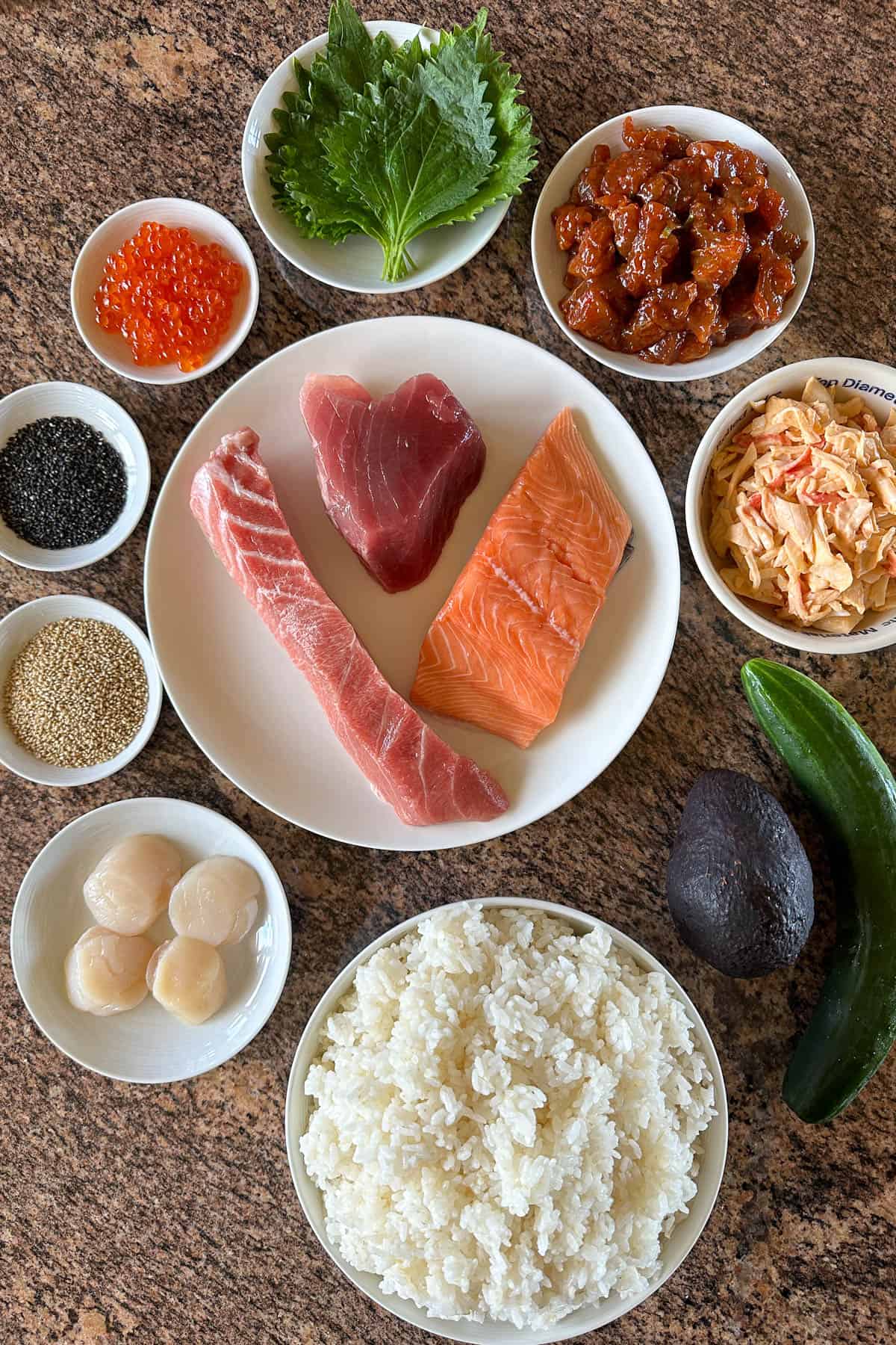 Ingredients for sushi cake.