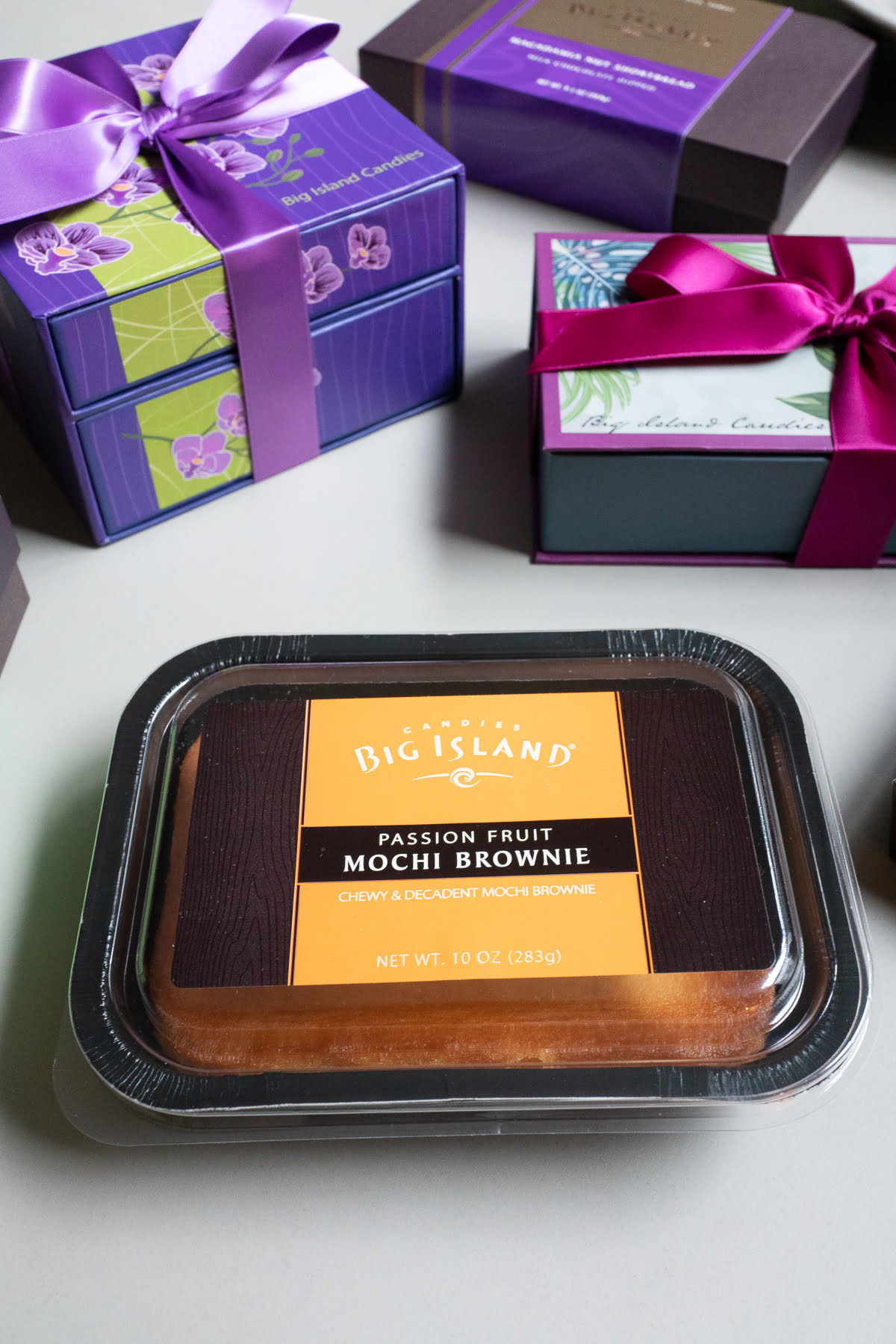 Passion Fruit Mochi Brownies from Big Island Candies.