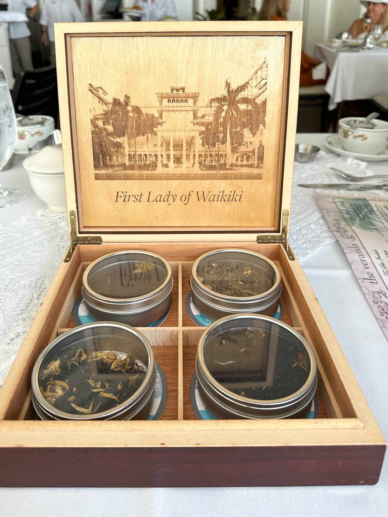 Moana Surfrider 2025 afternoon tea, the tea selection.