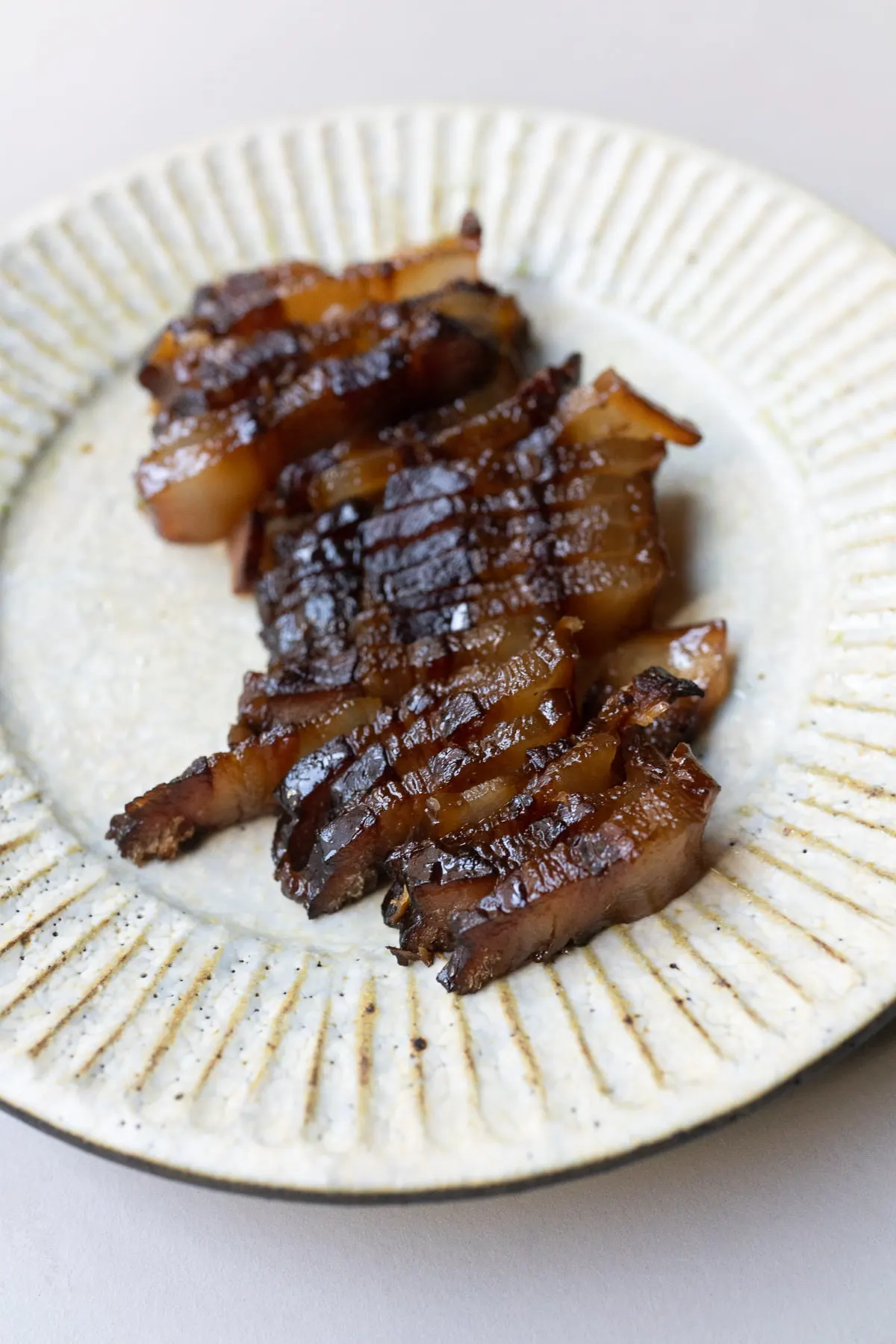 Chinese Bacon, cooked and sliced.
