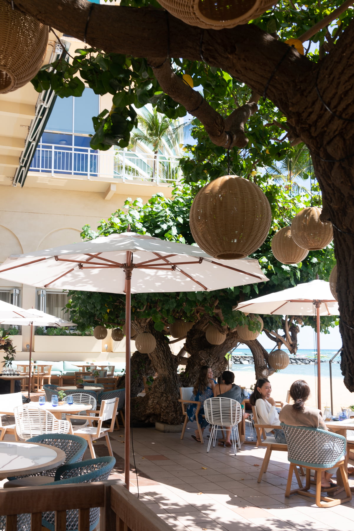 Hau Tree dining area at Kaimana Beach Hotel.