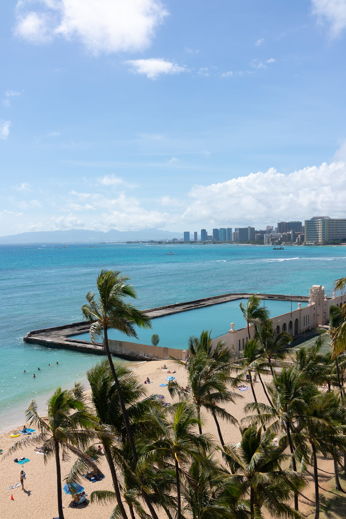 Looking outside an ocean view room at Kaimana Beach Hotel.