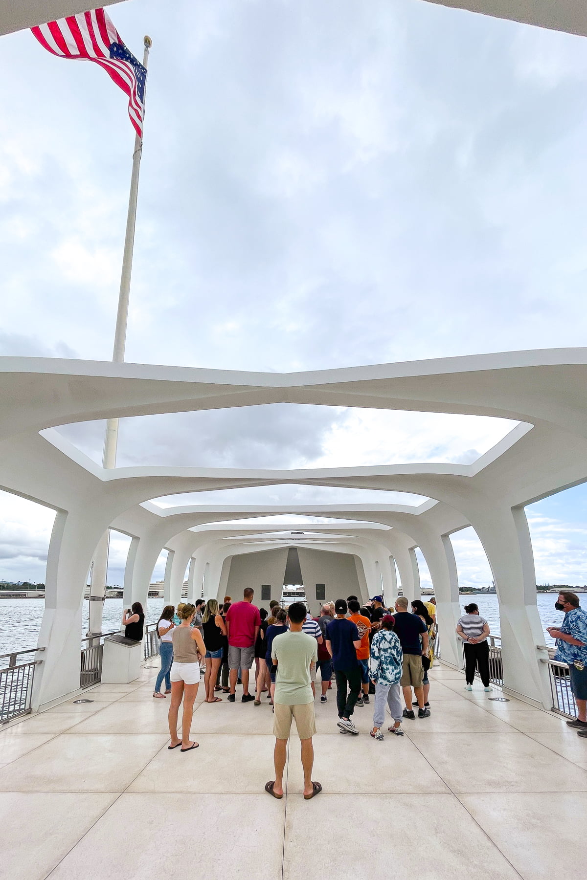 Inside the USS Arizona Memorial at Pearl Harbor.