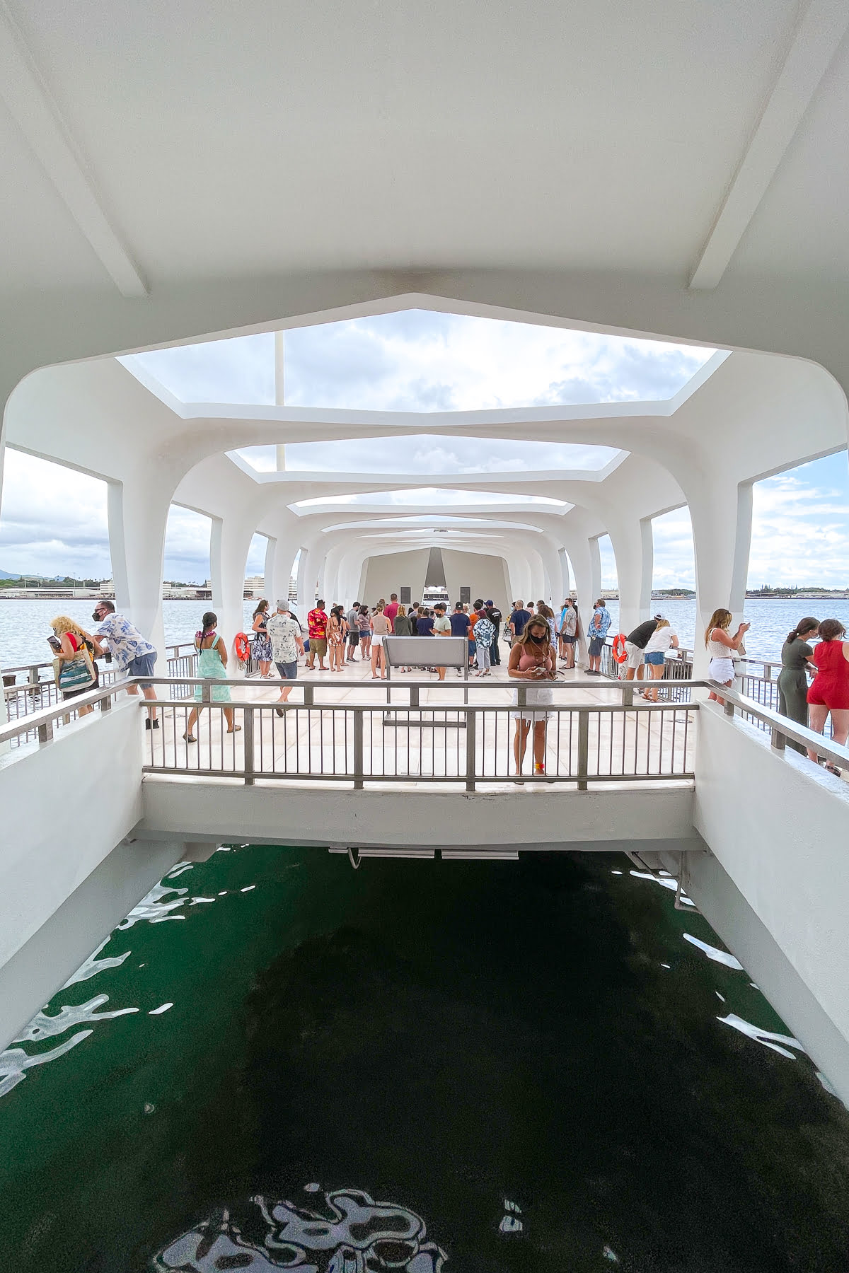 Inside the USS Arizona Memorial at Pearl Harbor.