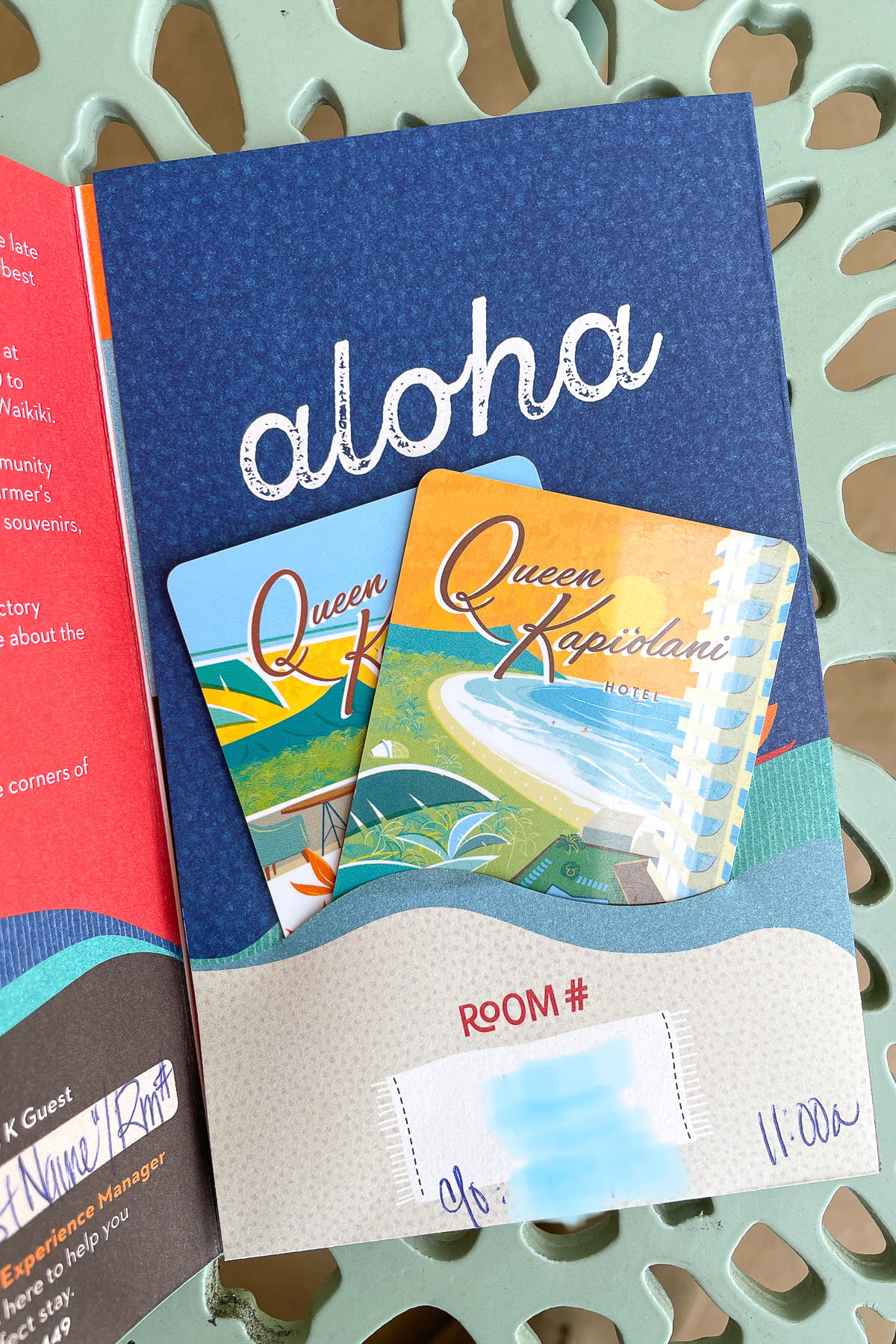 Room cards at the Queen Kapiolani Hotel.