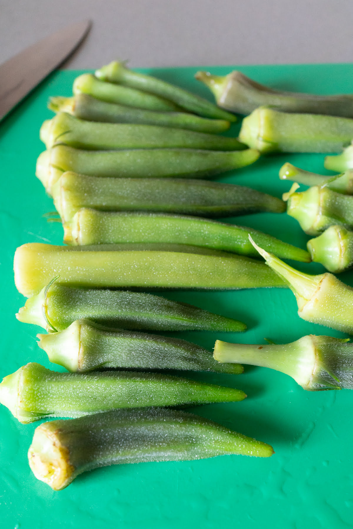 A pile of fresh okra, just boiled