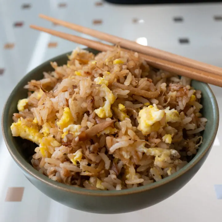 A bowl of ginger fried rice.