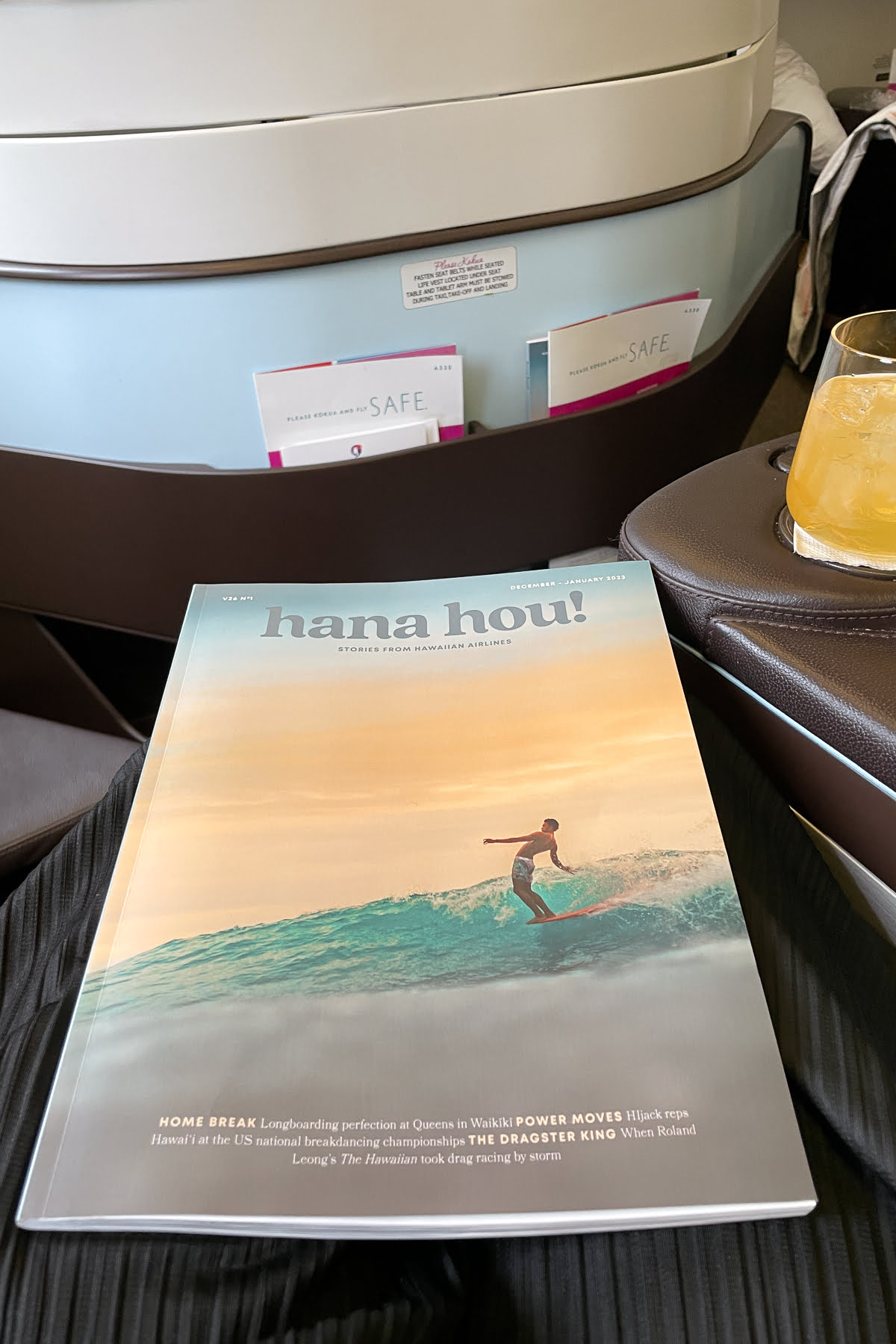 Hana Hou! Magazine on Hawaiian Airlines First Class.