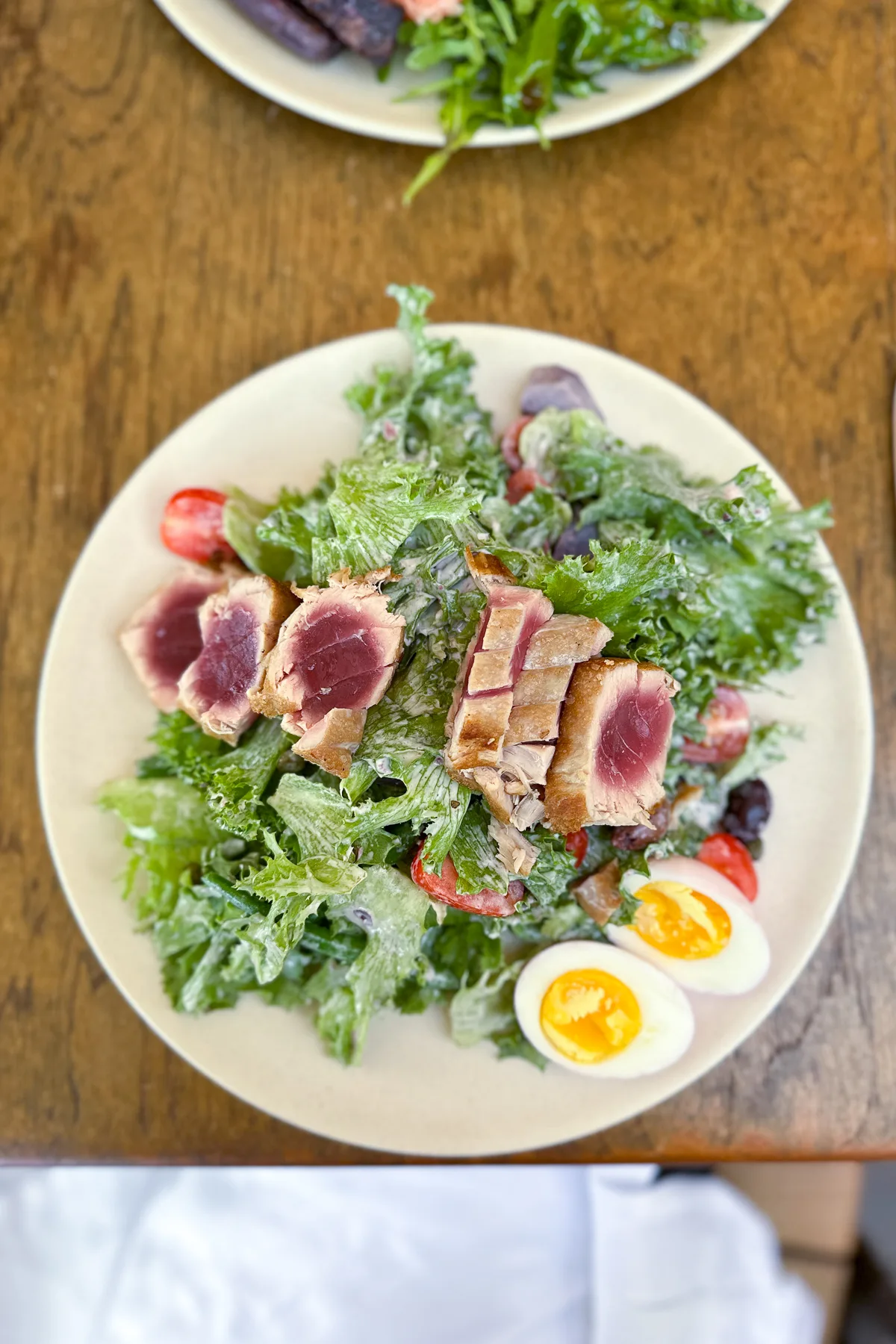 Seared ahi tuna salad at Malibu Farm Restaurant at Four Seasons Resort Lanai.