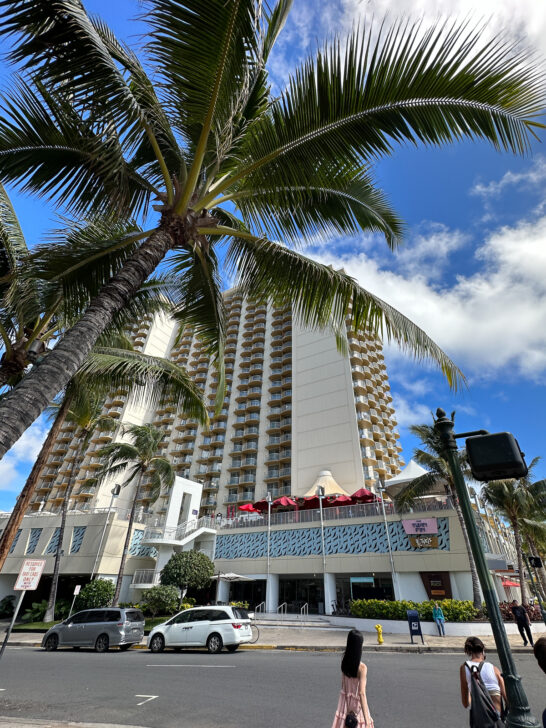 Exterior of The Twin Fin Hotel in Hawaii.