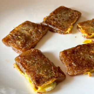 Pan Fried Nian Gao on a plate, ready to eat!