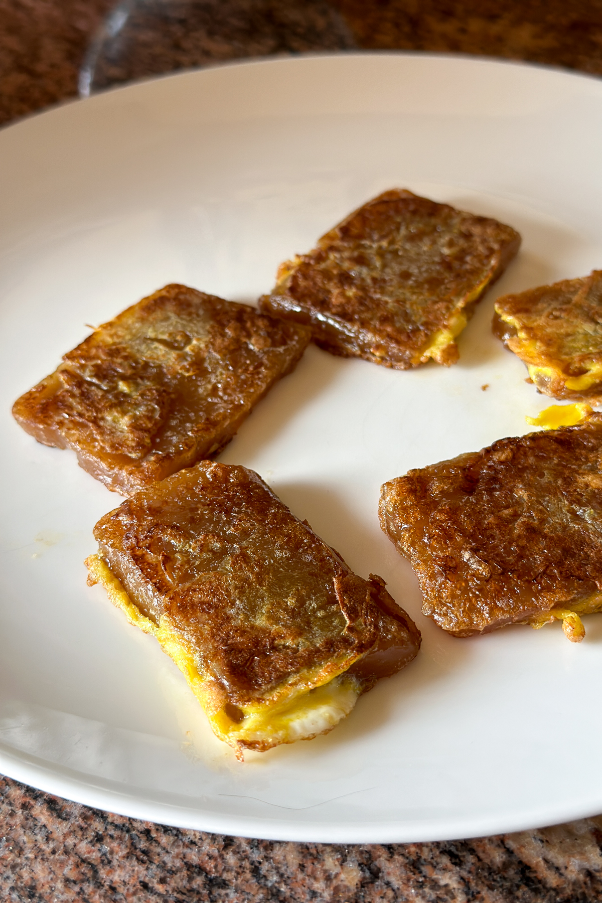 Pan Fried Nian Gao on a plate, ready to eat!