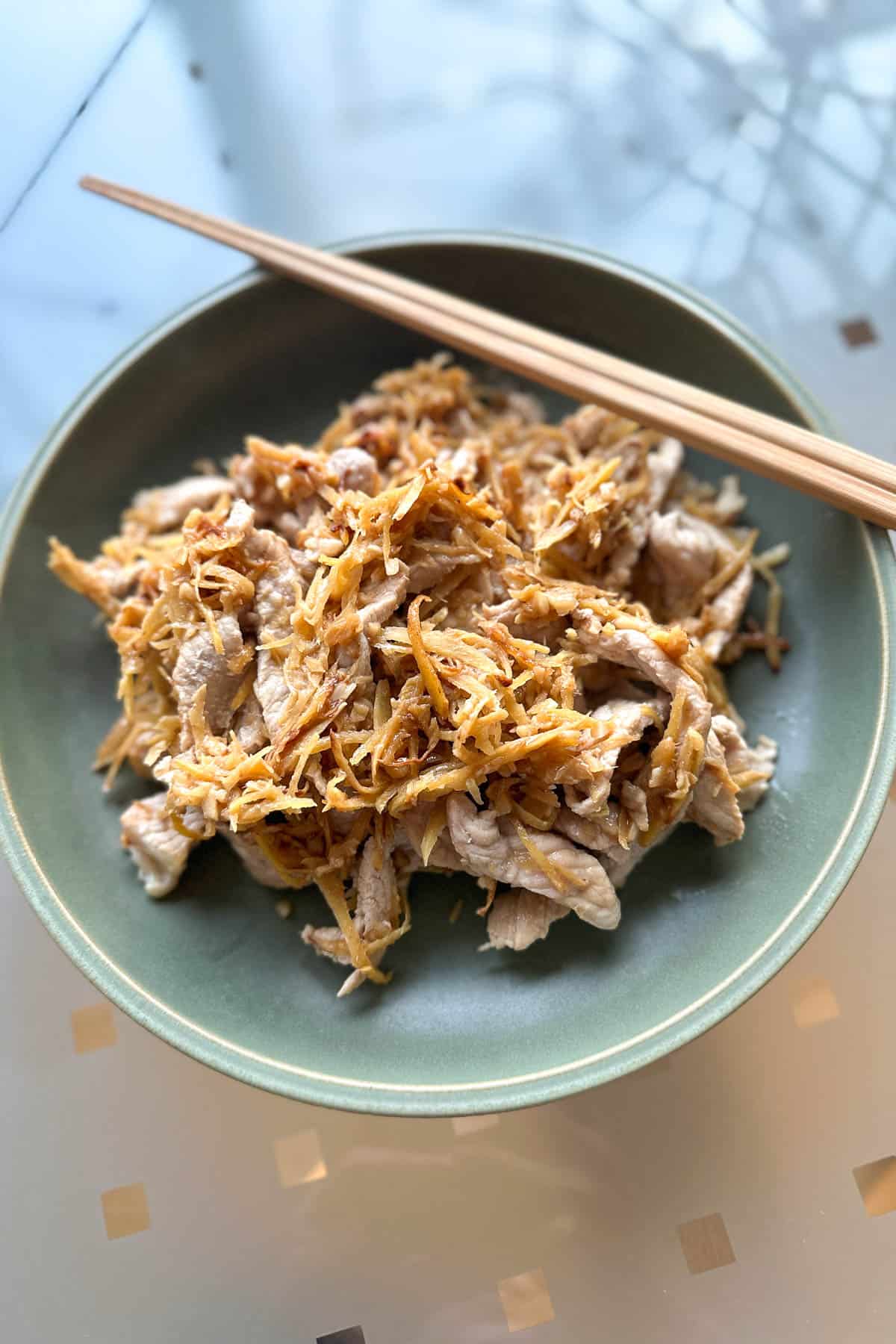 A plate of Ginger Pork, ready to eat.