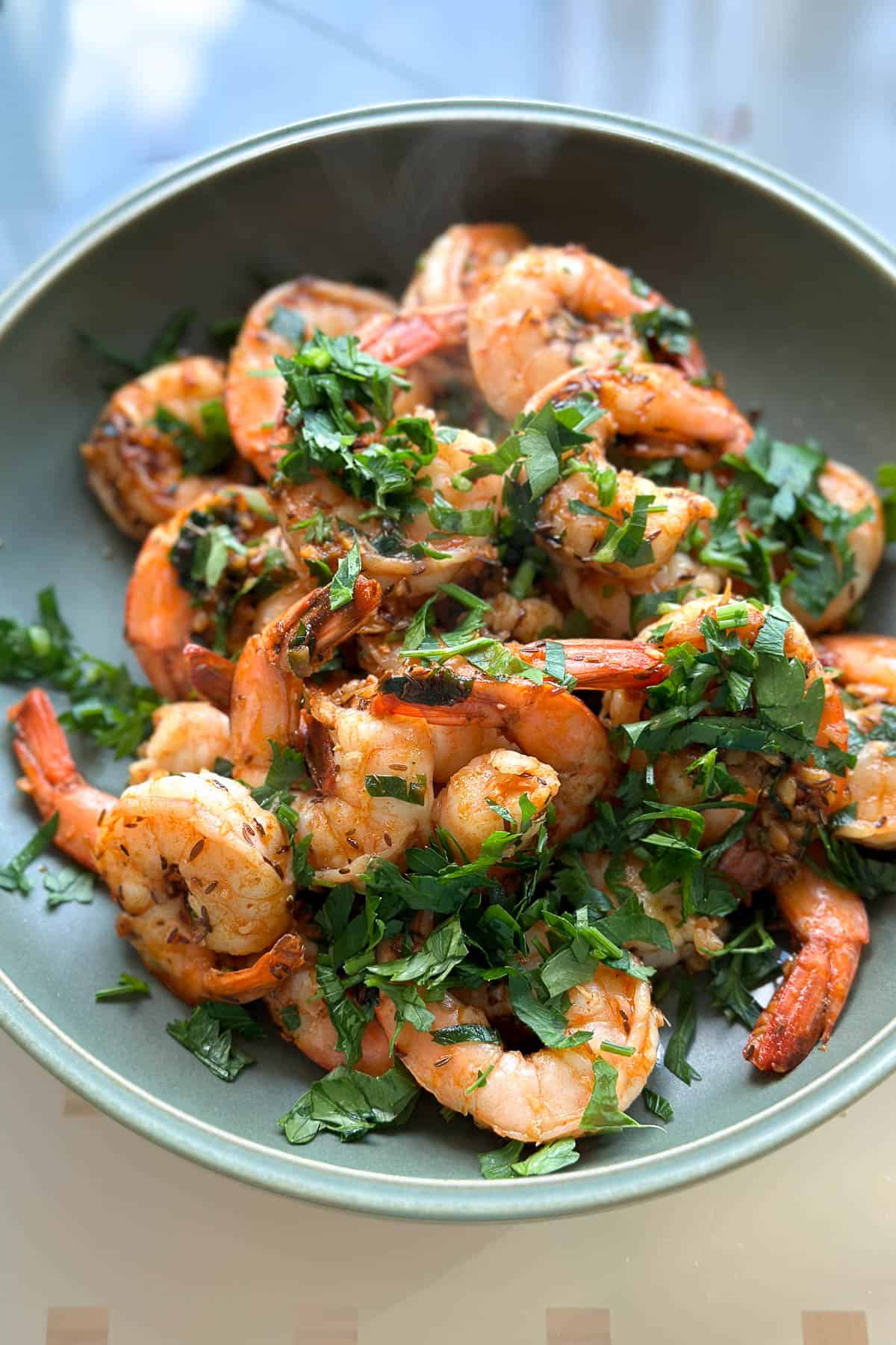 Paprika Shrimp in a plate, ready to eat.