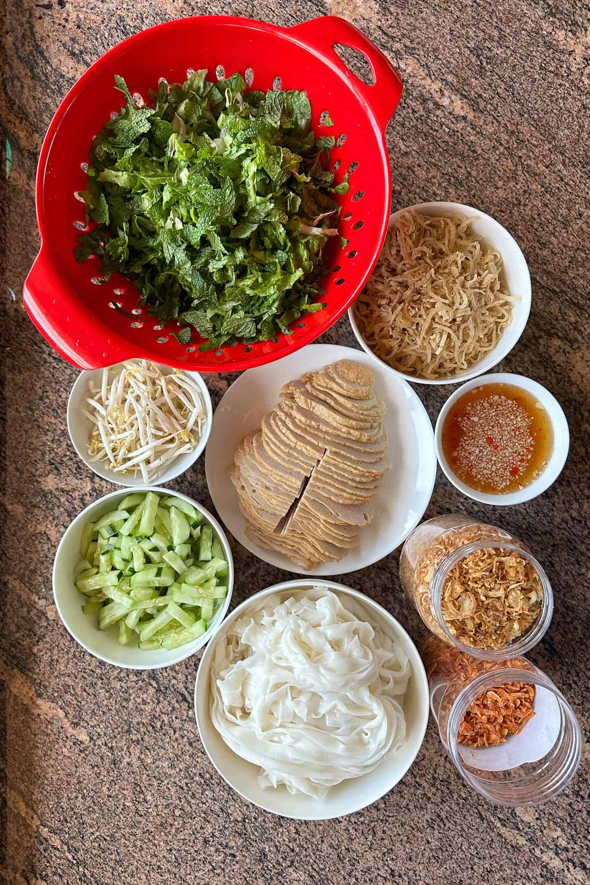 Ingredients for making Banh Cuon / Banh Uot.