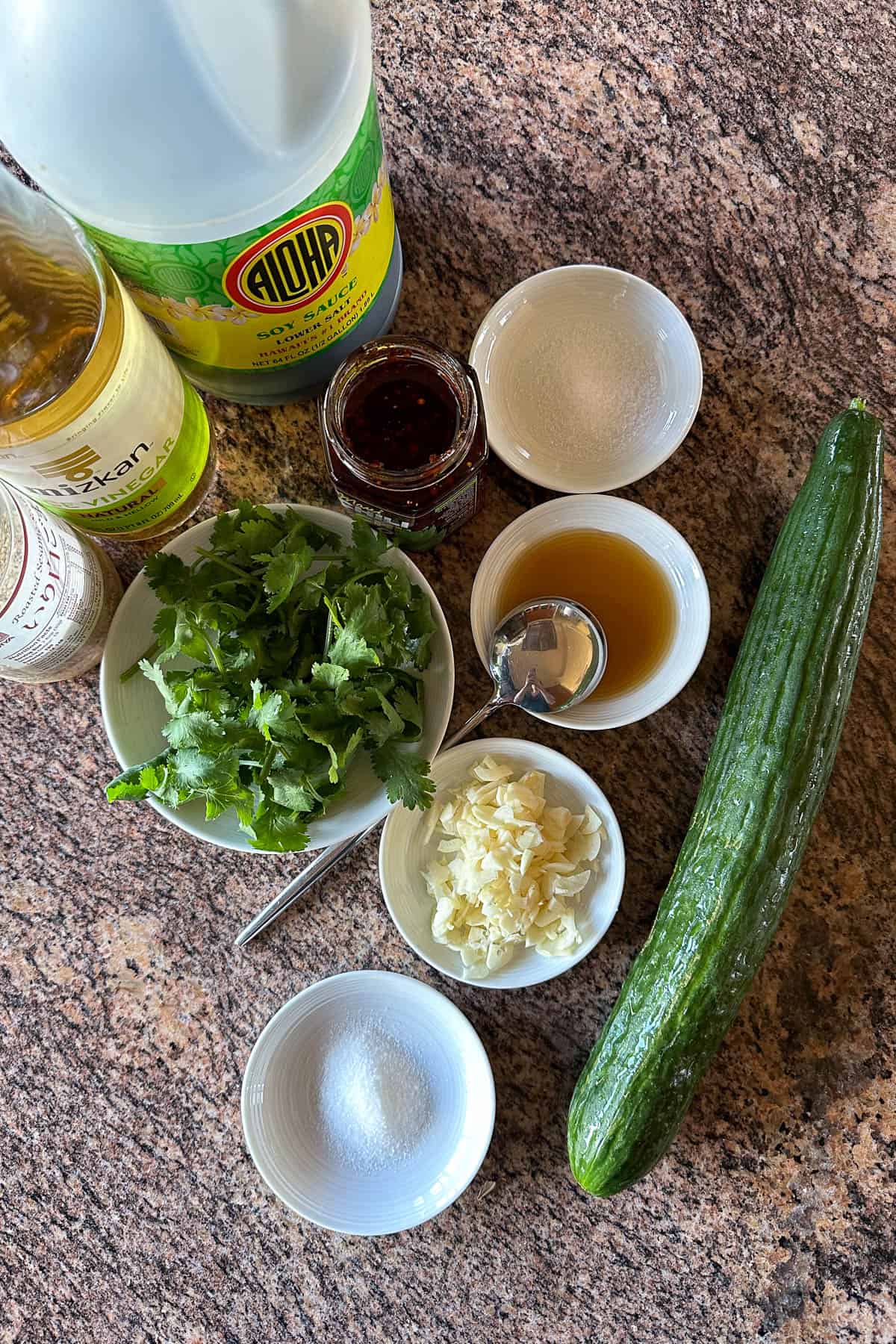Ingredients for Chinese Cucumber Salad.