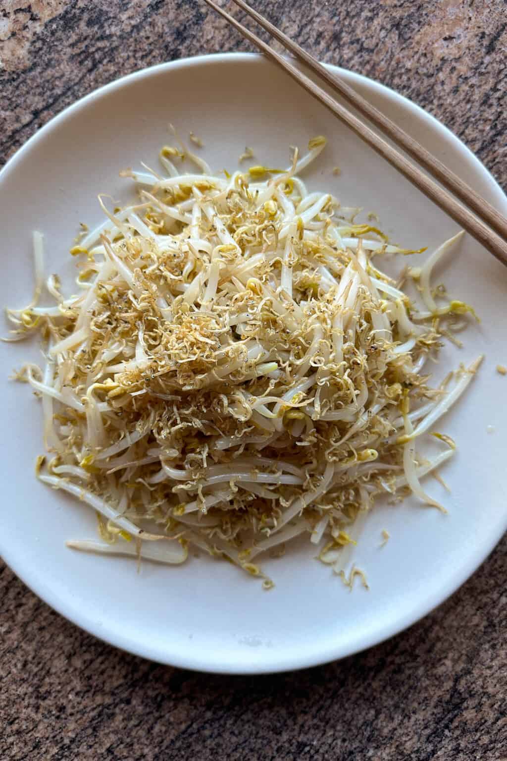 Bean Sprouts and Shirasu Stir Fry - Onolicious Hawaiʻi