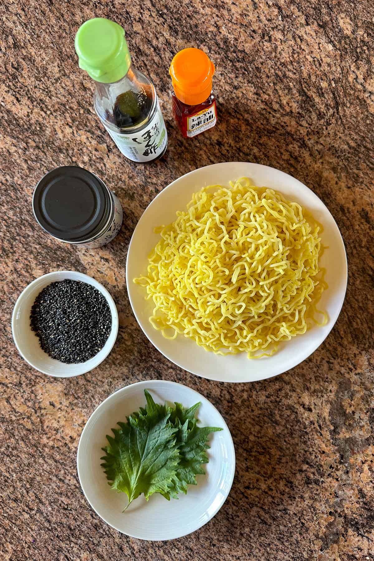 Ingredients for making Black Sesame Noodles.