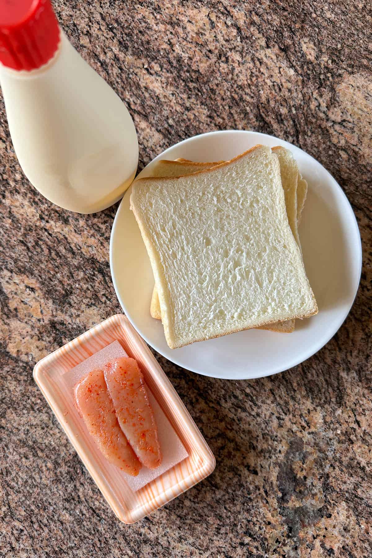 Ingredients for Mentaiko Toast.
