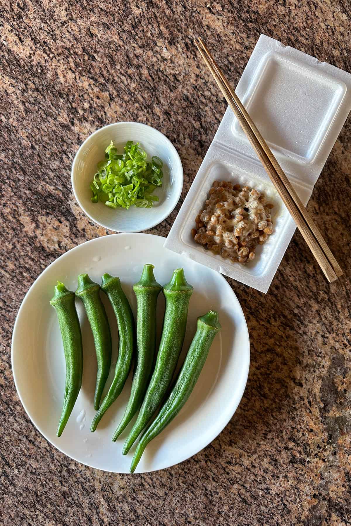 Ingredients for Okra Natto.