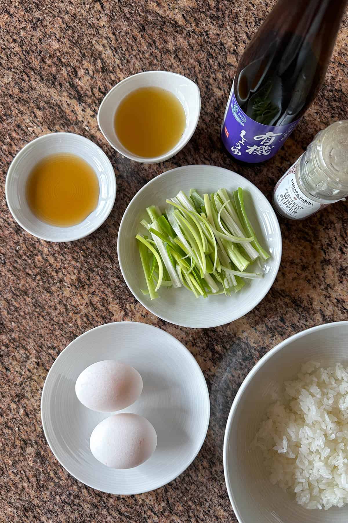 Ingredients for making Scallion Eggs.