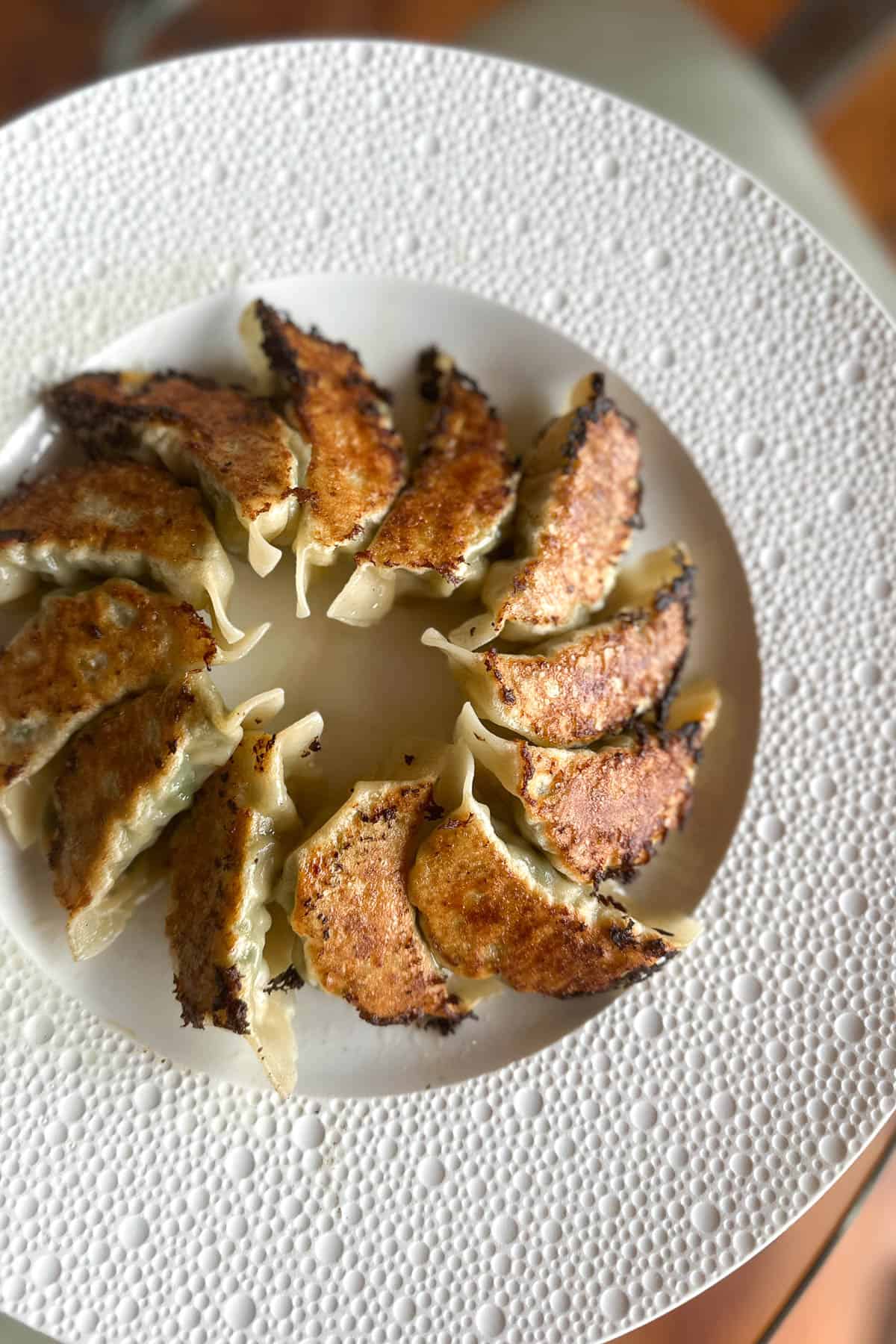 Pork and chive dumplings.