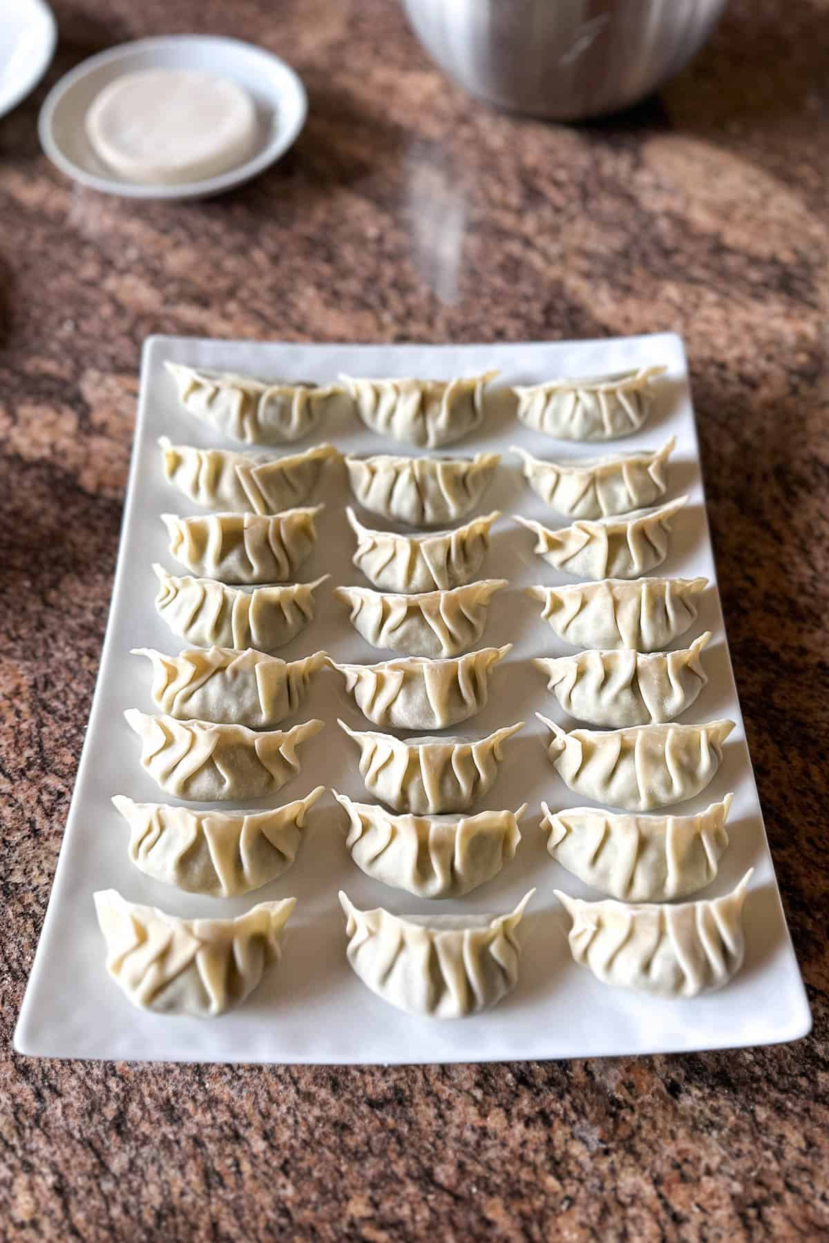 Pork and chive dumplings.