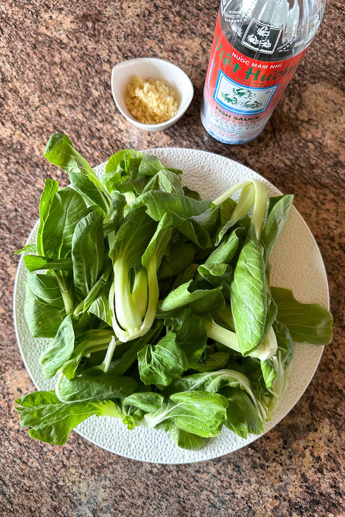 Ingredients for bok choy stir fry.