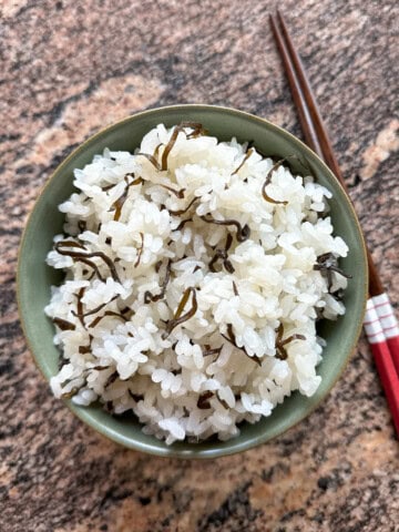 A bowl of shio kombu rice.