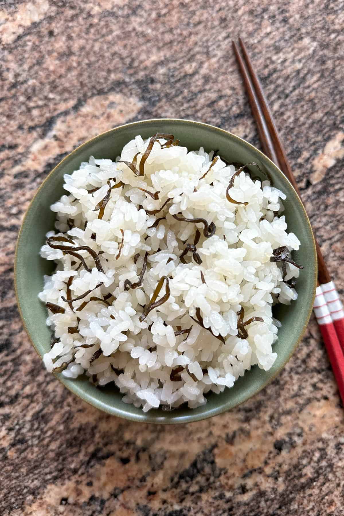 A bowl of shio kombu rice.