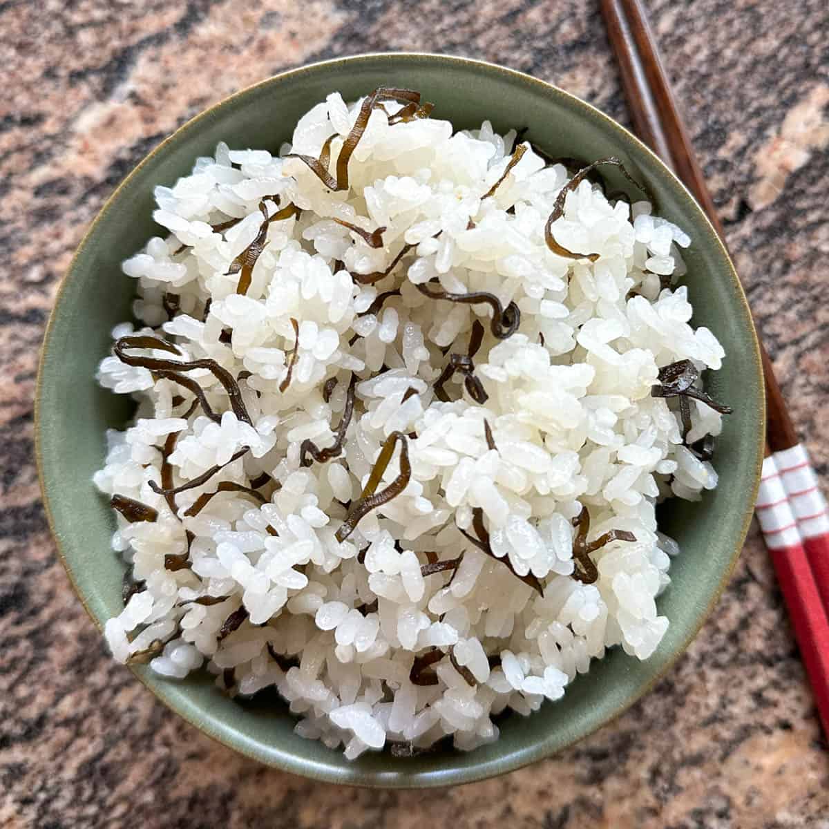 A bowl of shio kombu rice.