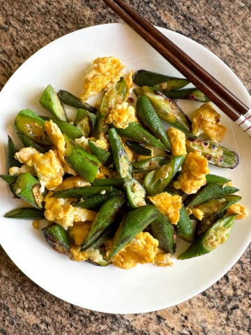 Okra and Eggs stir fry.