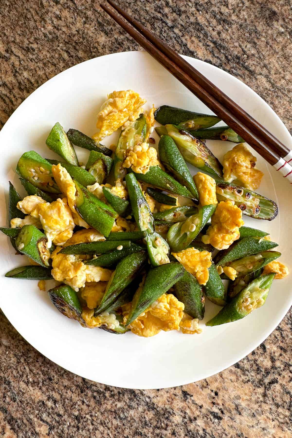 Okra and Eggs stir fry.