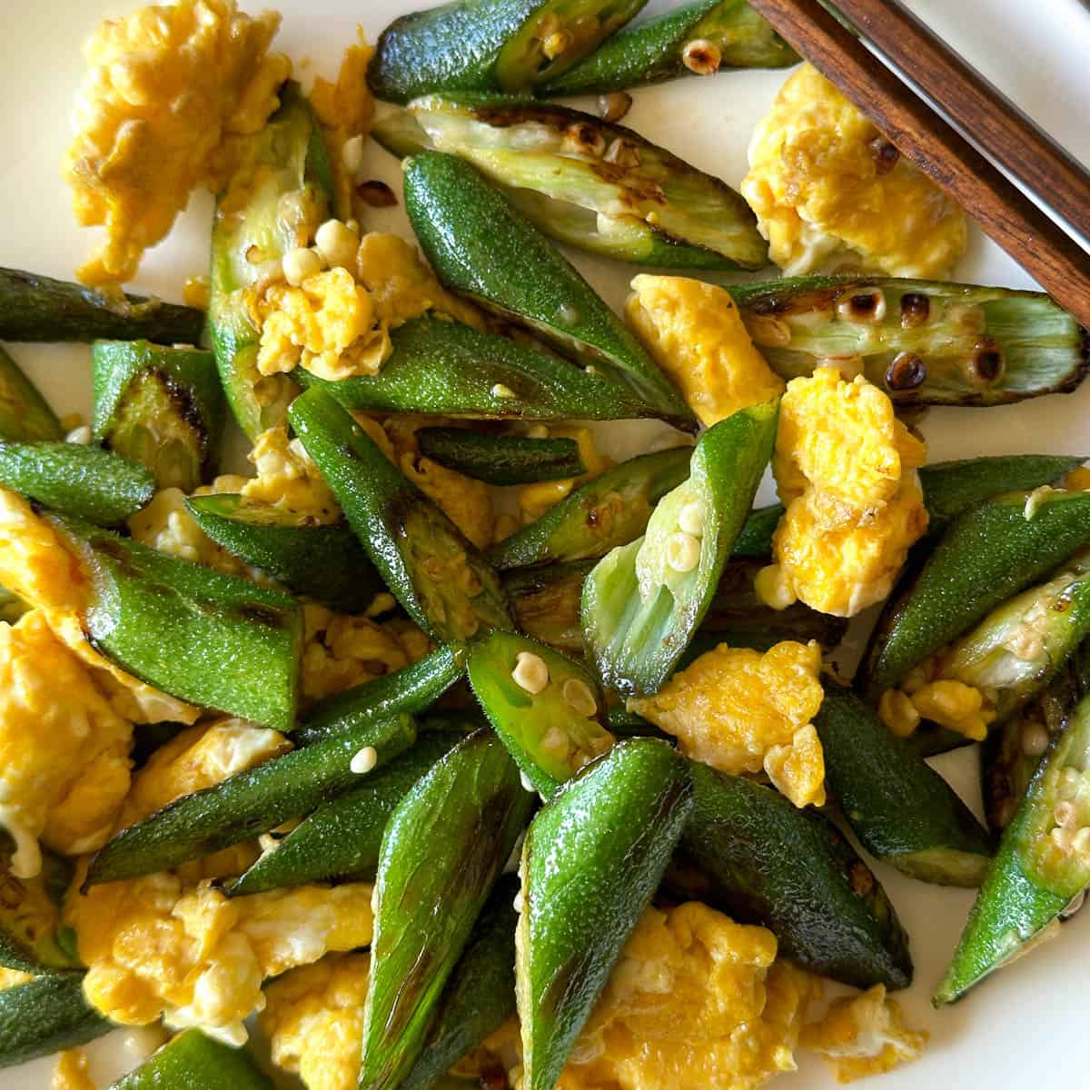 Okra and Eggs stir fry.