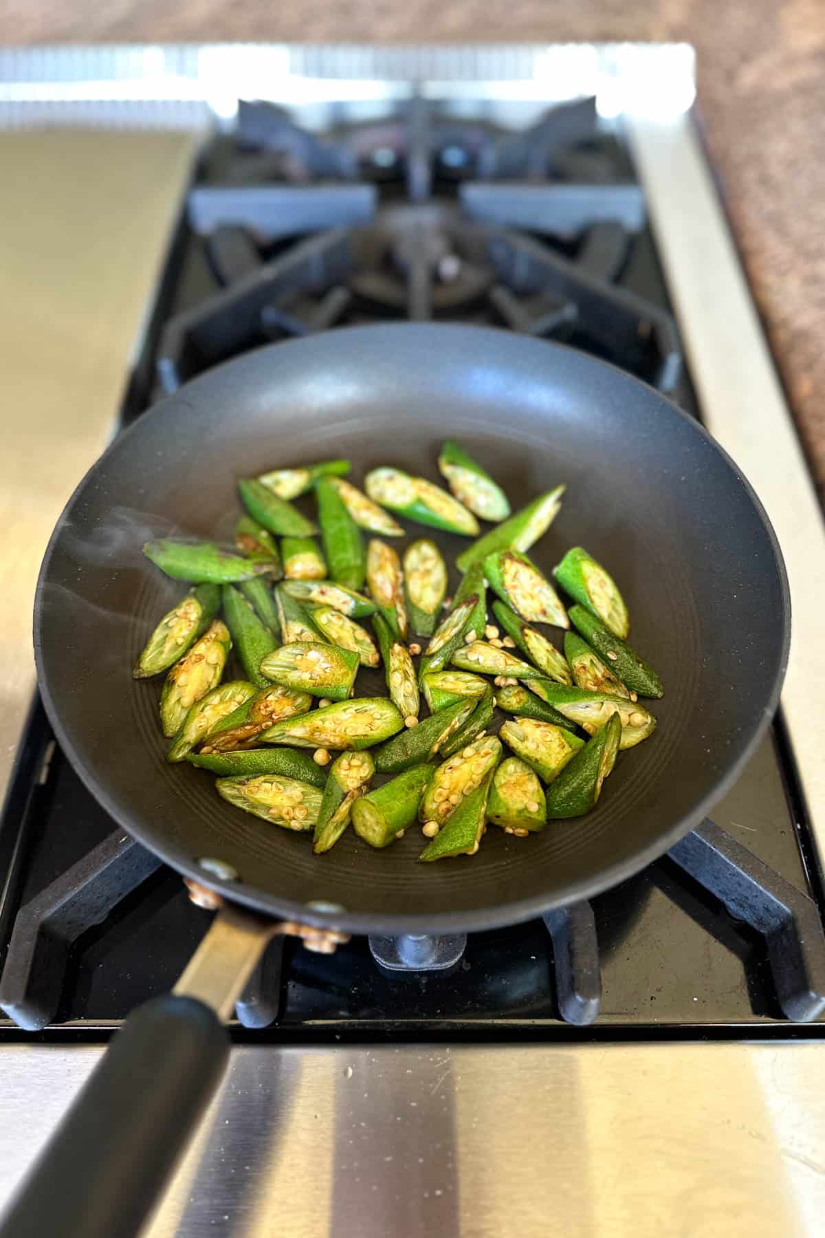 Stir fry okra.