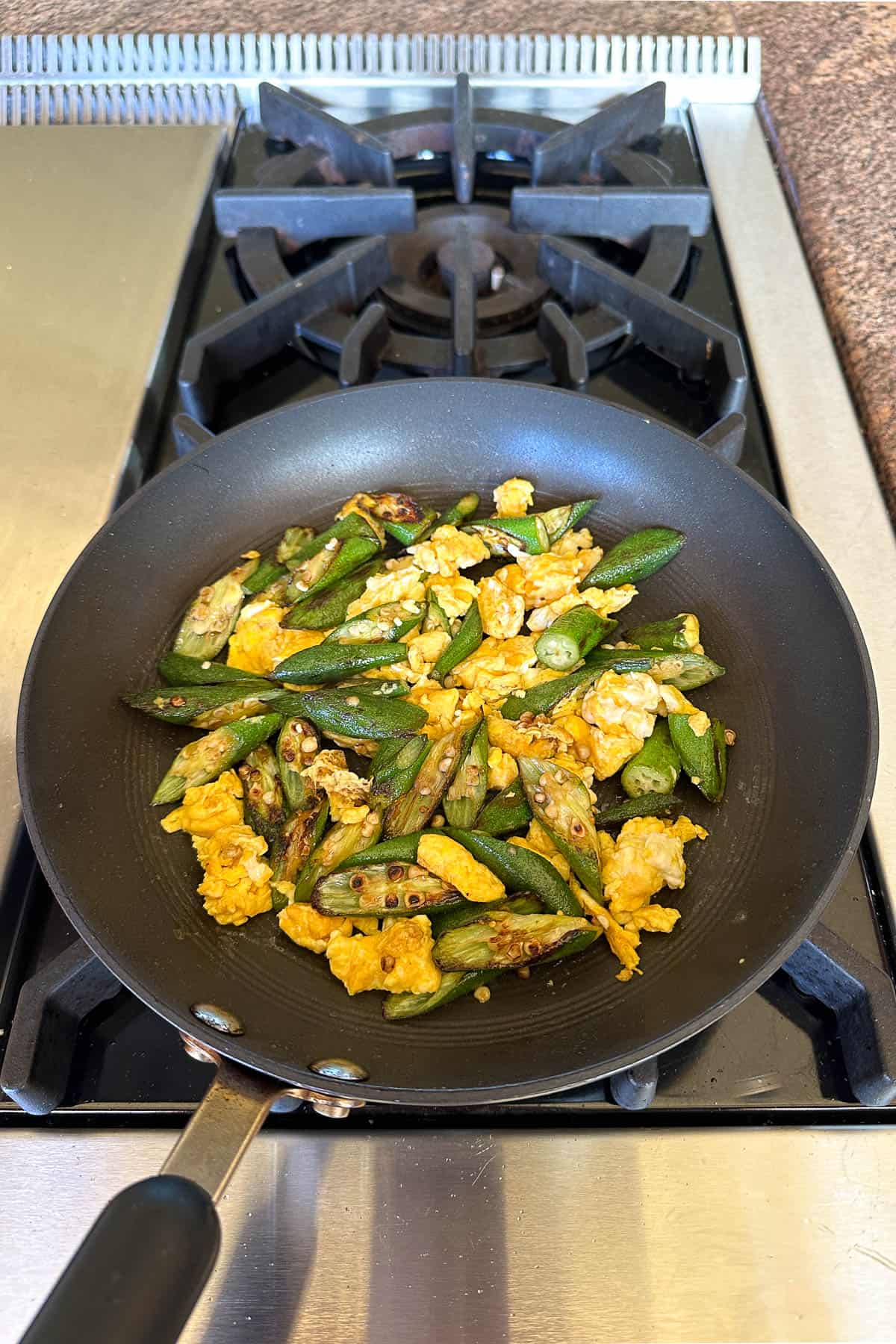 Okra and Eggs stir fry.