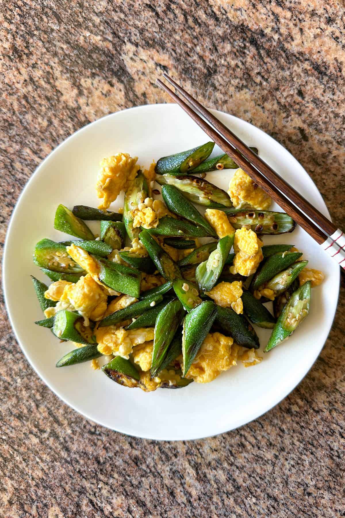 Okra and Eggs stir fry.