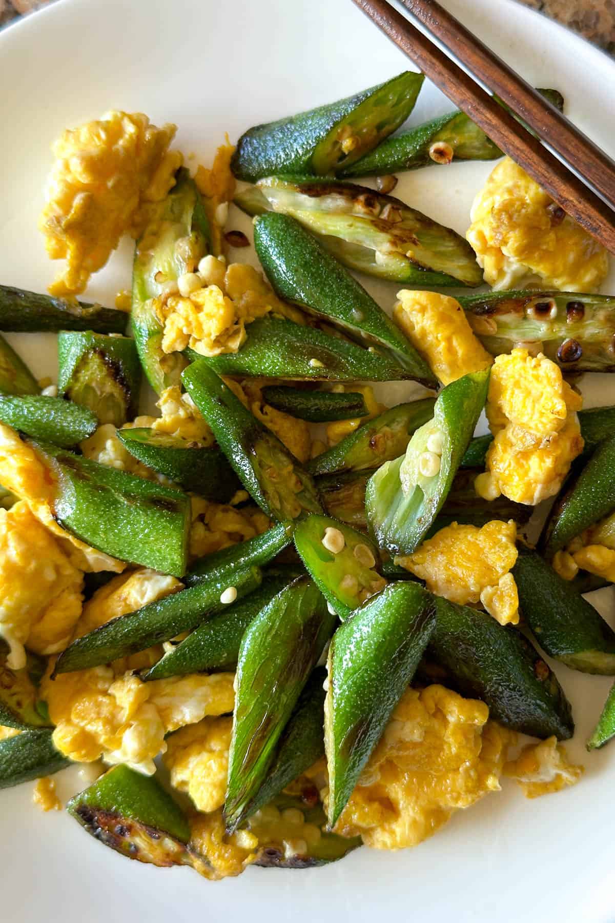 Okra and Eggs stir fry.