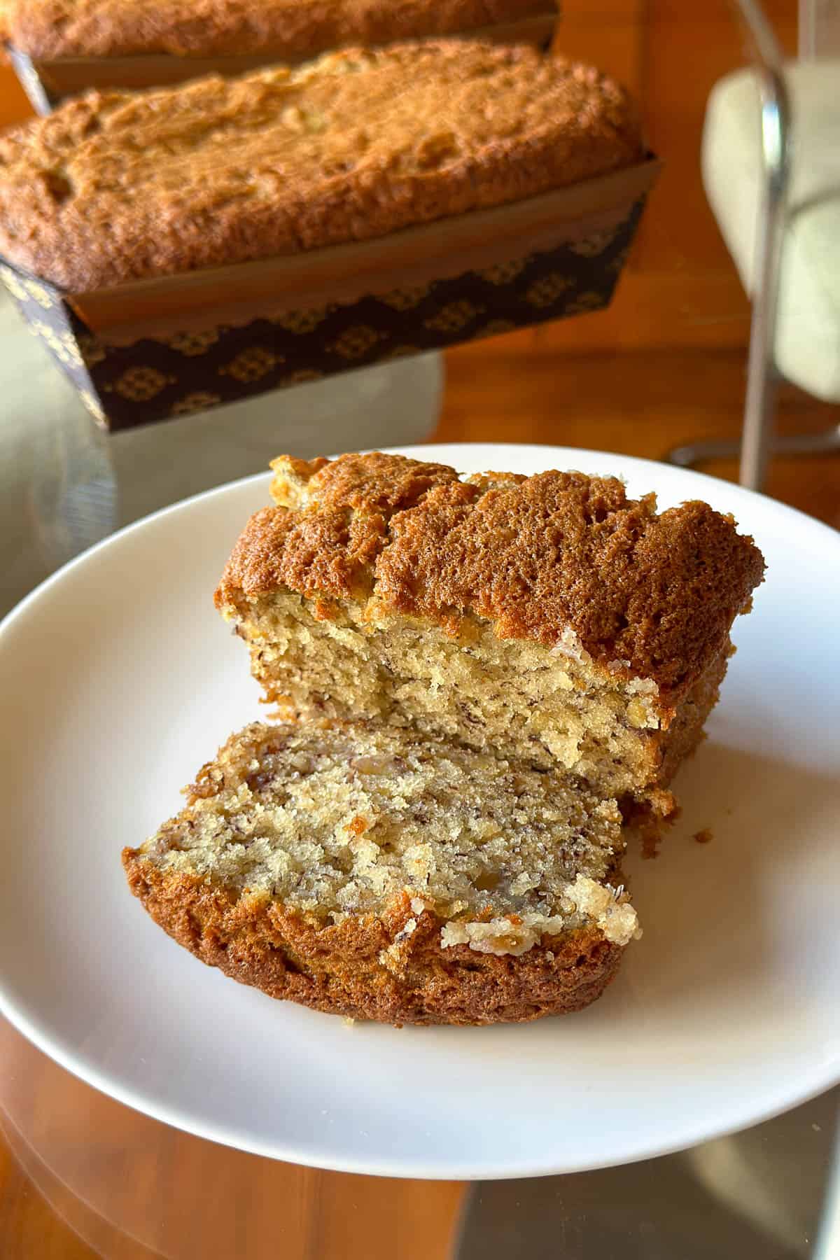 Sliced banana bread.