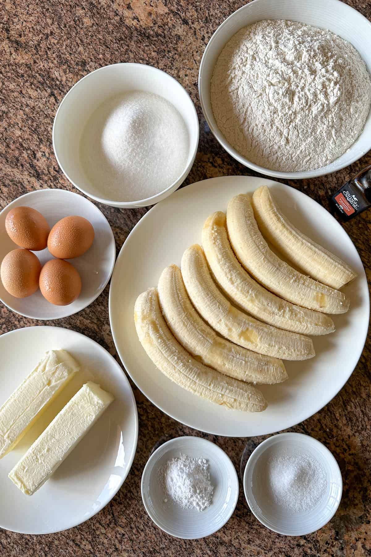 Ingredients for banana bread.